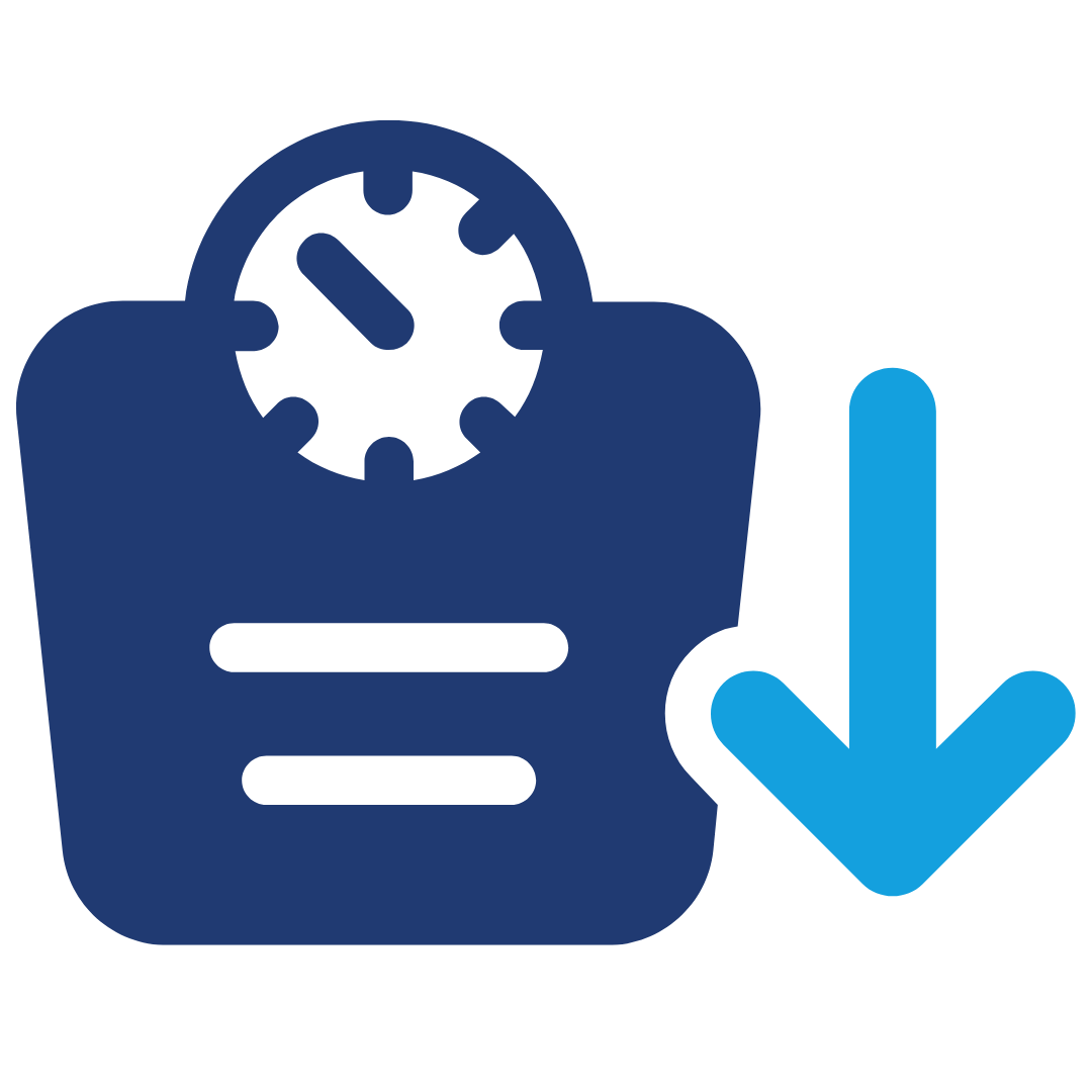 Weight loss icon – scale with downward arrow
